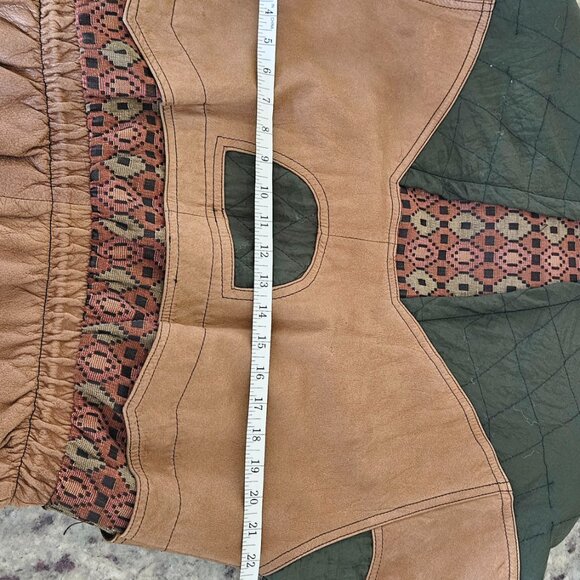 Leather & Suede Patchwork bomber jacket, vintage women's style - Picture 9 of 9